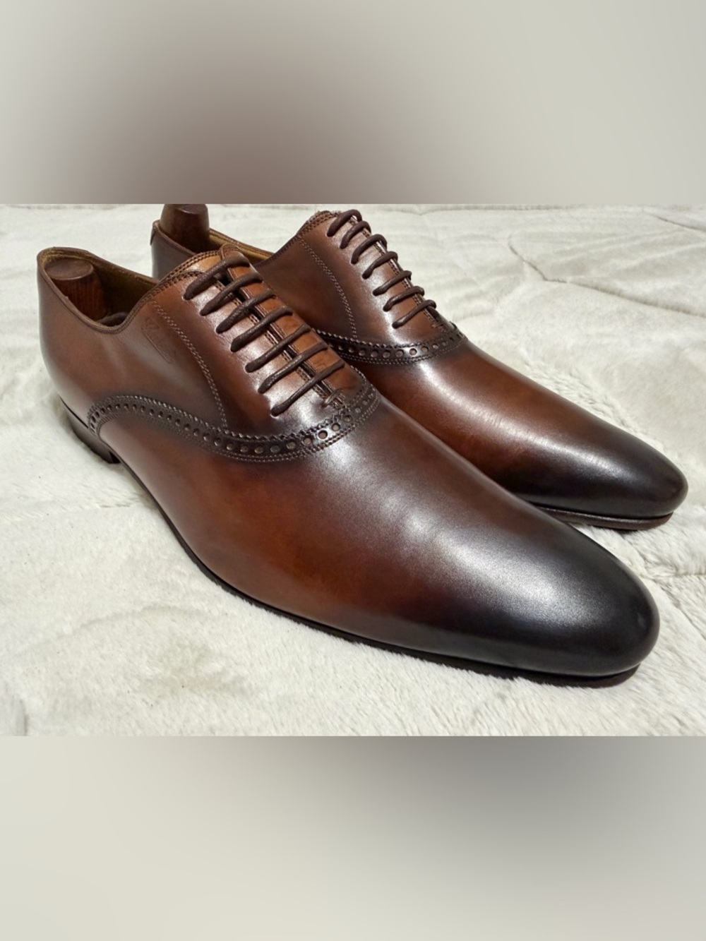 $995 Gucci Brown Leather Lace Up Oxford Dress Shoes 8 9.5